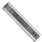 3-WAY DESKTOP PDU WITH 3 UNIVERSAL SOCKETS, 2 RJ45, SPD, USB, WITH SWITCH